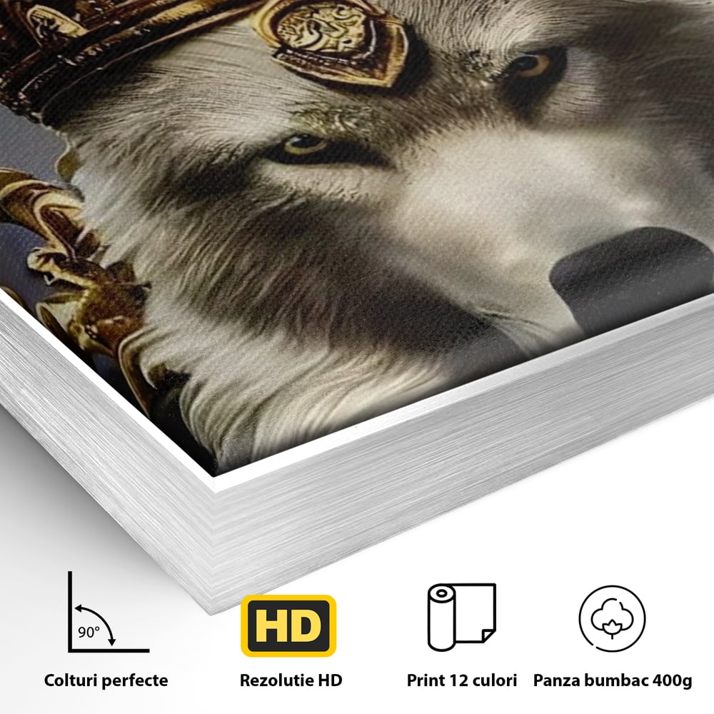 Tablou Canvas Premium LuxCanva® A1144, Wolf King , Lup, Animal, Culori Vibrante