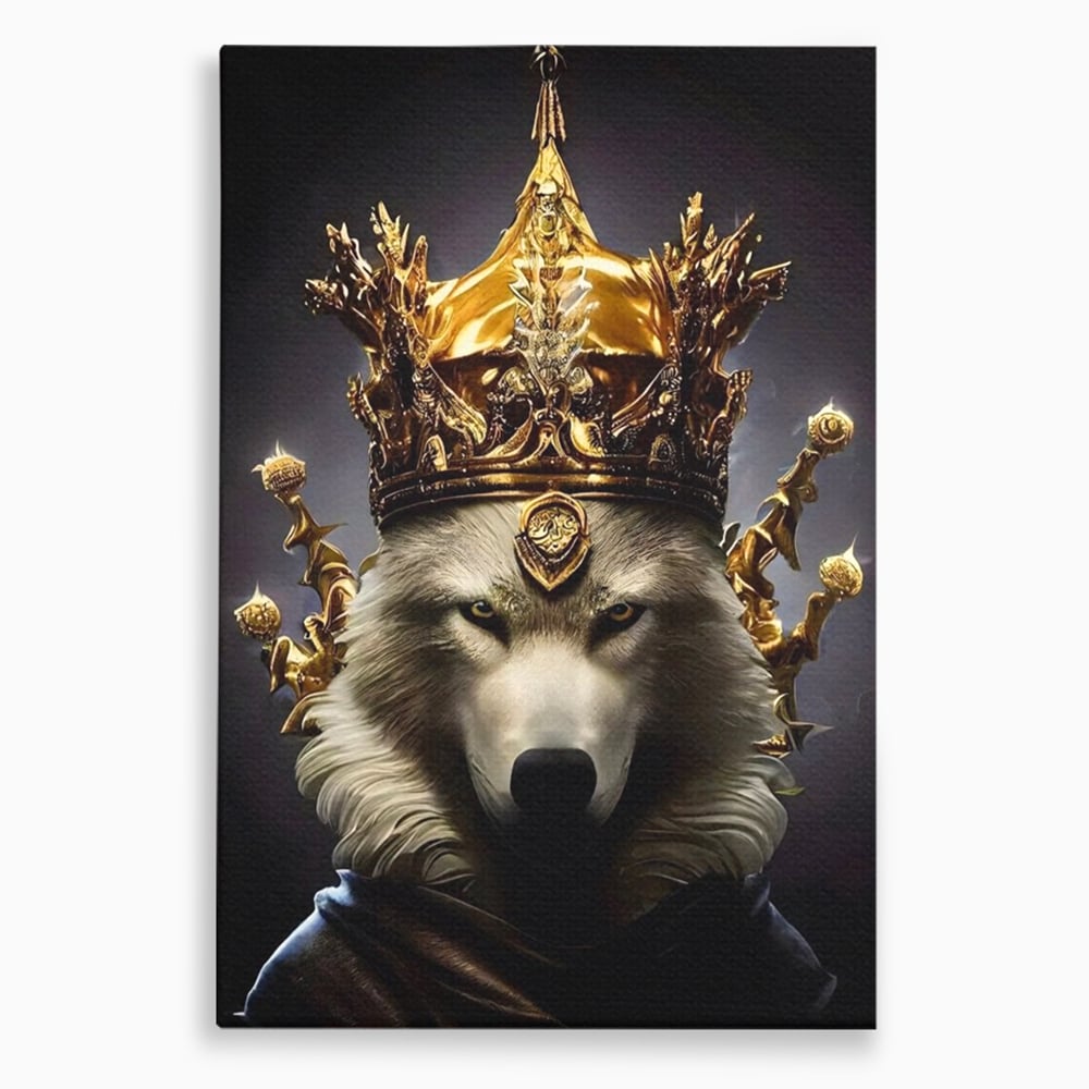 Tablou Canvas Premium LuxCanva® A1144, Wolf King , Lup, Animal, Culori Vibrante