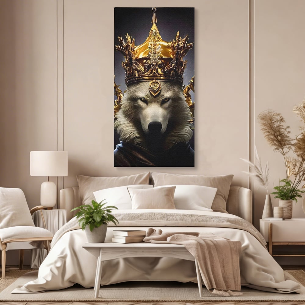 Tablou Canvas Premium LuxCanva® A1144, Wolf King , Lup, Animal, Culori Vibrante