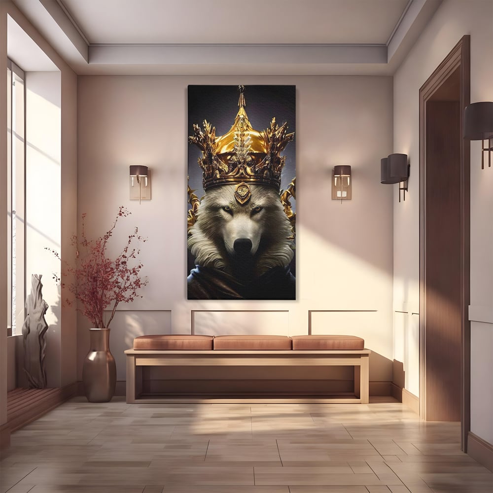 Tablou Canvas Premium LuxCanva® A1144, Wolf King , Lup, Animal, Culori Vibrante