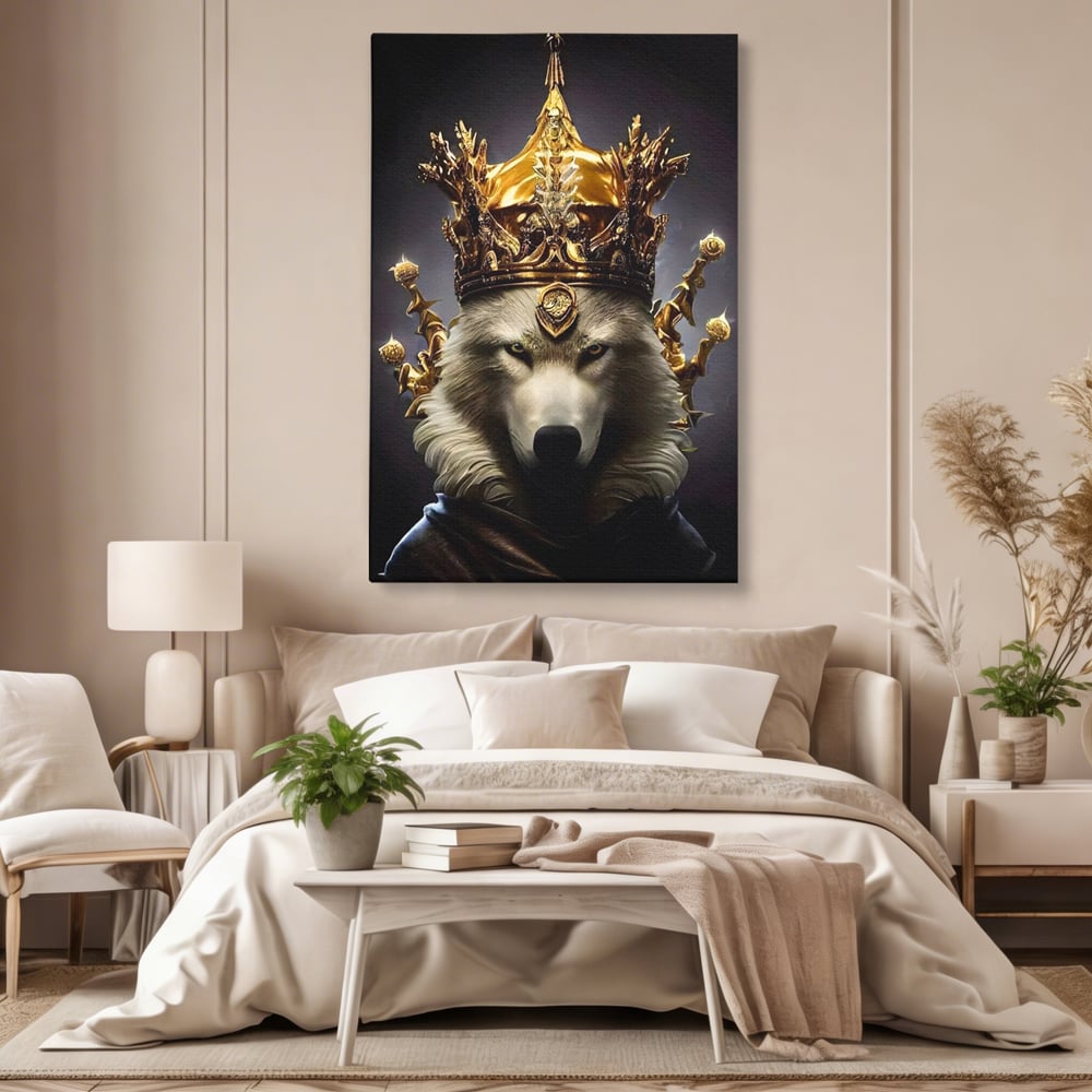 Tablou Canvas Premium LuxCanva® A1144, Wolf King , Lup, Animal, Culori Vibrante