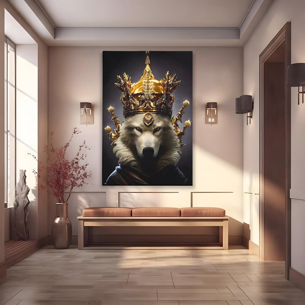 Tablou Canvas Premium LuxCanva® A1144, Wolf King , Lup, Animal, Culori Vibrante