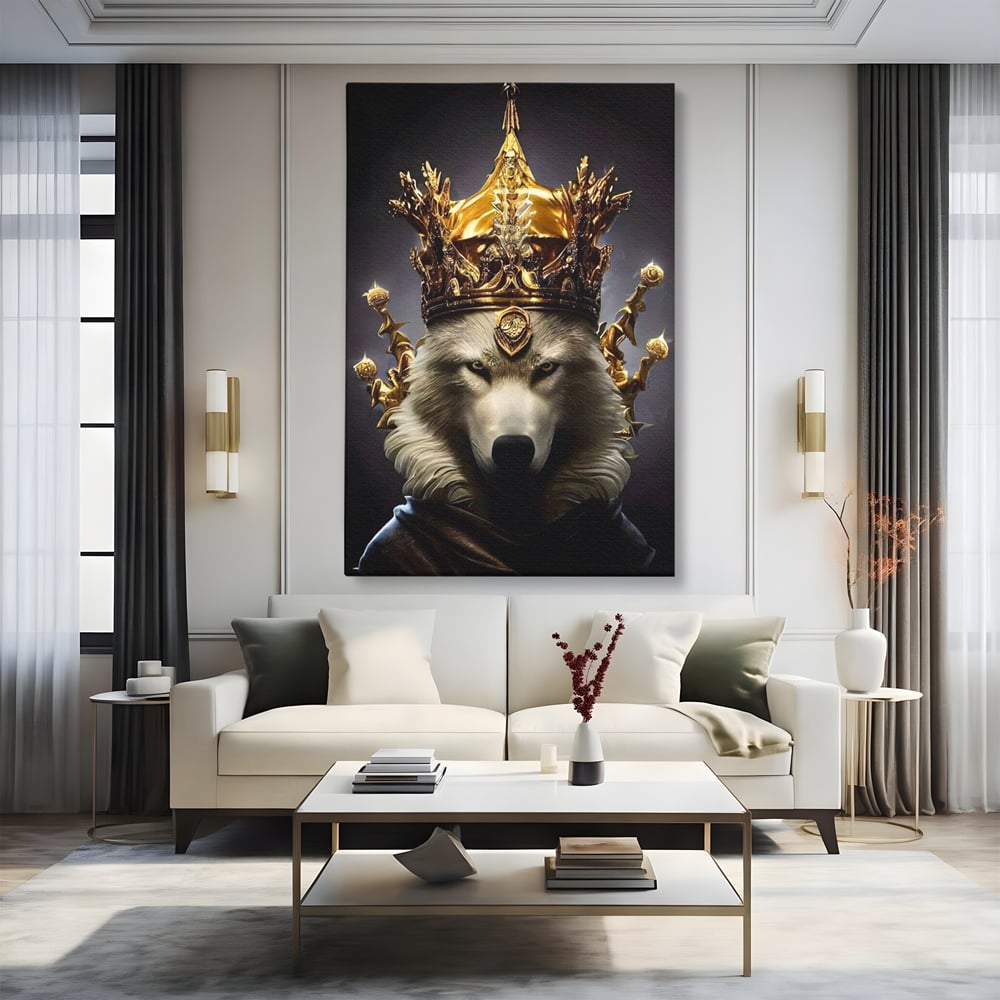 Tablou Canvas Premium LuxCanva® A1144, Wolf King , Lup, Animal, Culori Vibrante