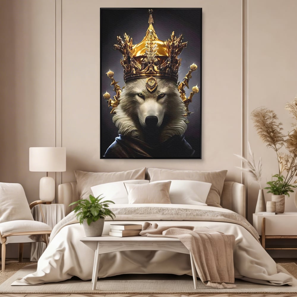 Tablou Canvas Premium LuxCanva® A1144, Wolf King , Lup, Animal, Culori Vibrante