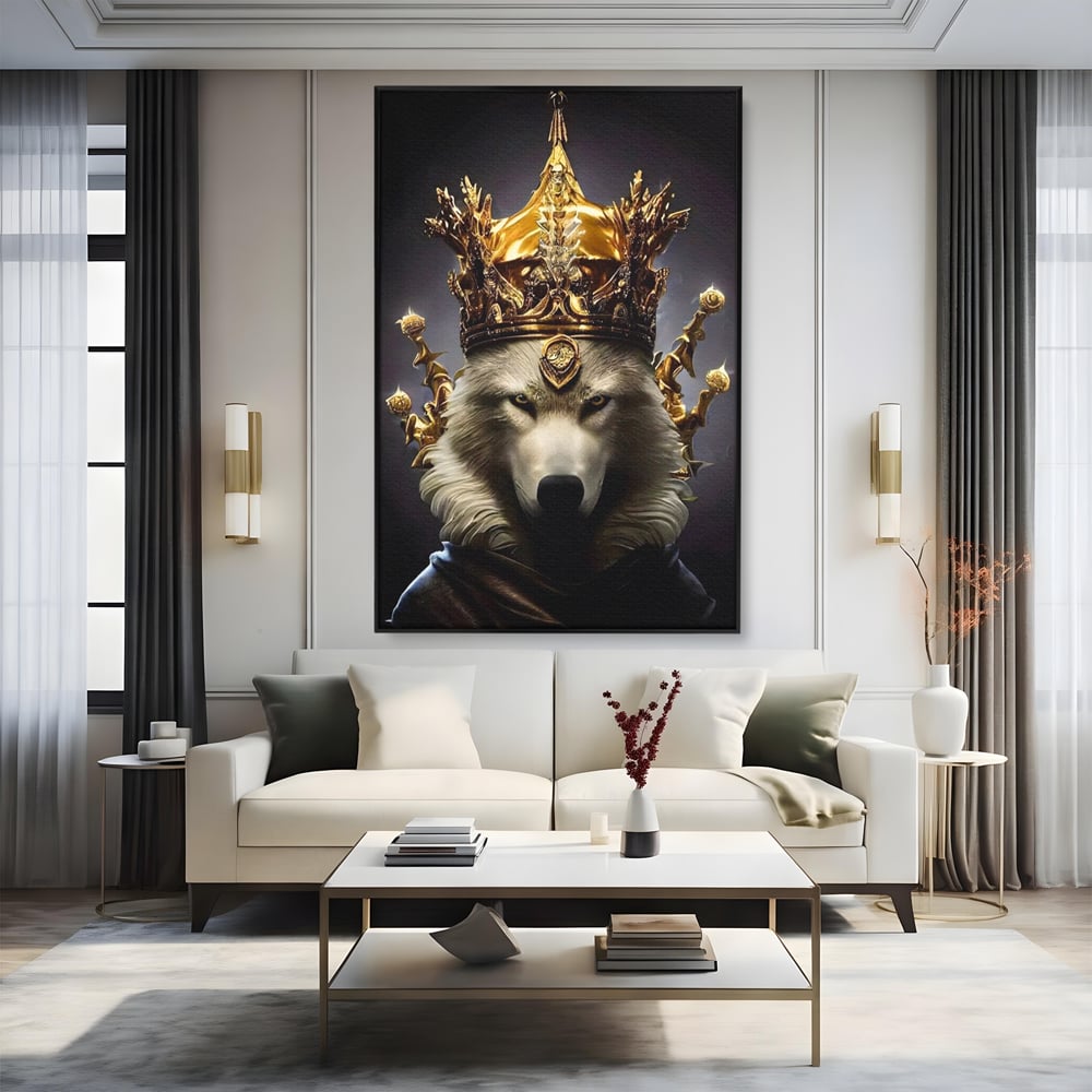Tablou Canvas Premium LuxCanva® A1144, Wolf King , Lup, Animal, Culori Vibrante