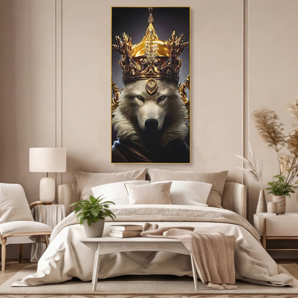 Tablou Canvas Premium LuxCanva® A1144, Wolf King , Lup, Animal, Culori Vibrante