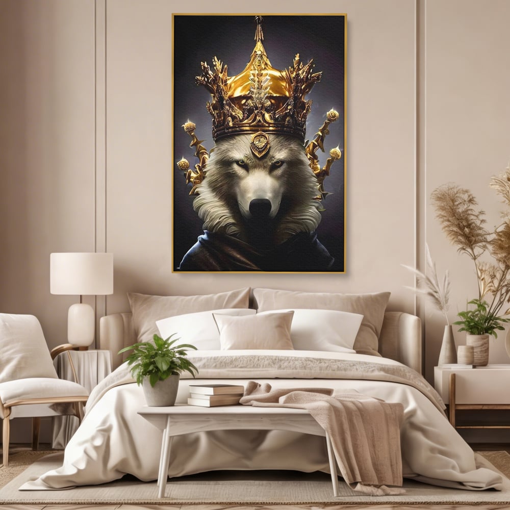 Tablou Canvas Premium LuxCanva® A1144, Wolf King , Lup, Animal, Culori Vibrante