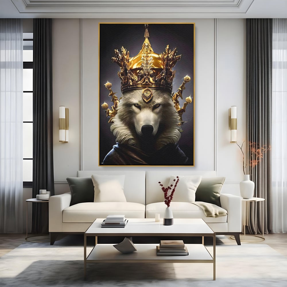 Tablou Canvas Premium LuxCanva® A1144, Wolf King , Lup, Animal, Culori Vibrante