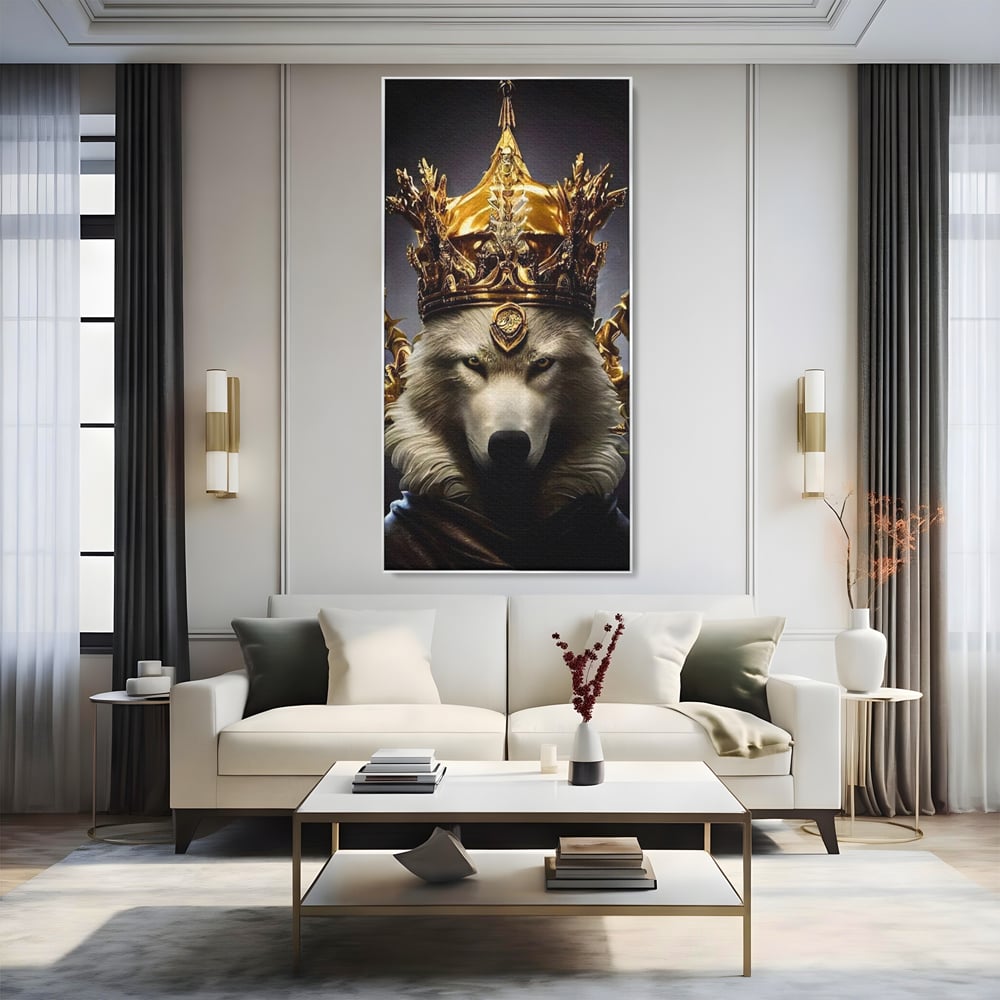Tablou Canvas Premium LuxCanva® A1144, Wolf King , Lup, Animal, Culori Vibrante