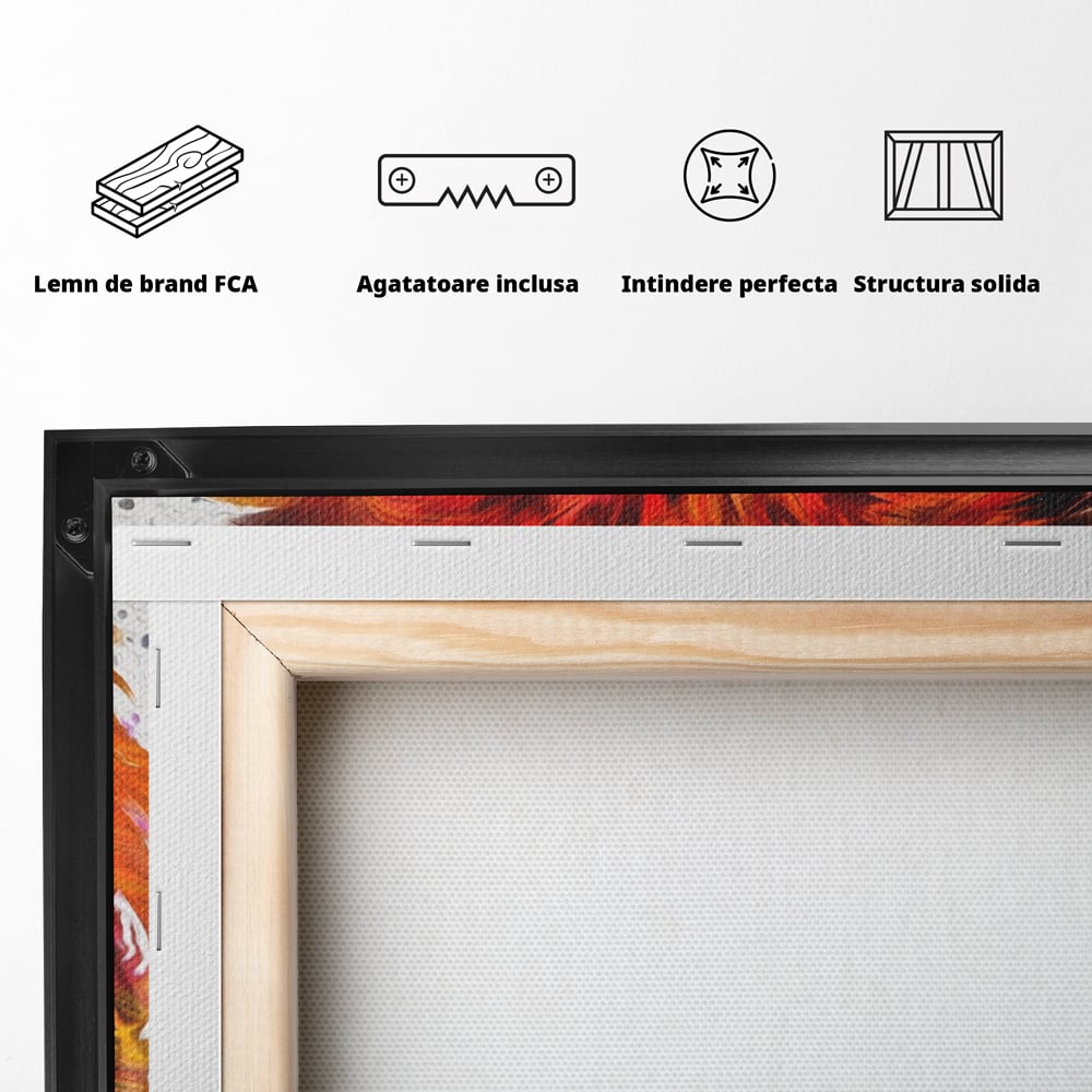 Tablou Canvas Premium LuxCanva® A1146, Colorful Lion ,  Animal, Regele Junglei, Safari, Colorat, Culori Vibrante
