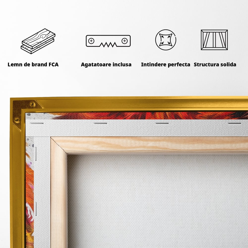 Tablou Canvas Premium LuxCanva® A1146, Colorful Lion ,  Animal, Regele Junglei, Safari, Colorat, Culori Vibrante