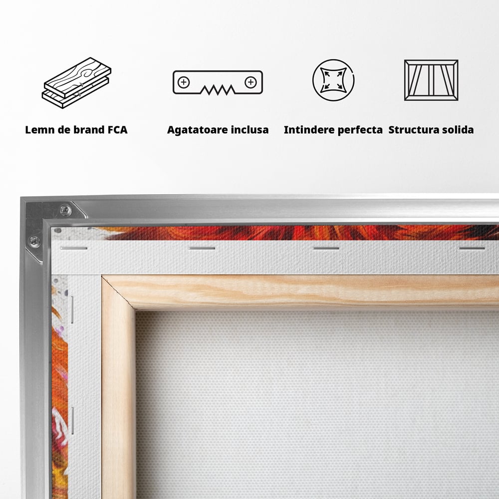 Tablou Canvas Premium LuxCanva® A1146, Colorful Lion ,  Animal, Regele Junglei, Safari, Colorat, Culori Vibrante