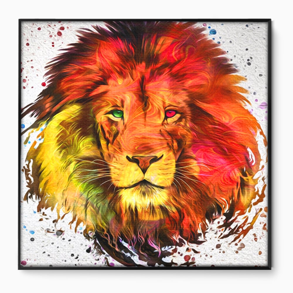 Tablou Canvas Premium LuxCanva® A1146, Colorful Lion ,  Animal, Regele Junglei, Safari, Colorat, Culori Vibrante