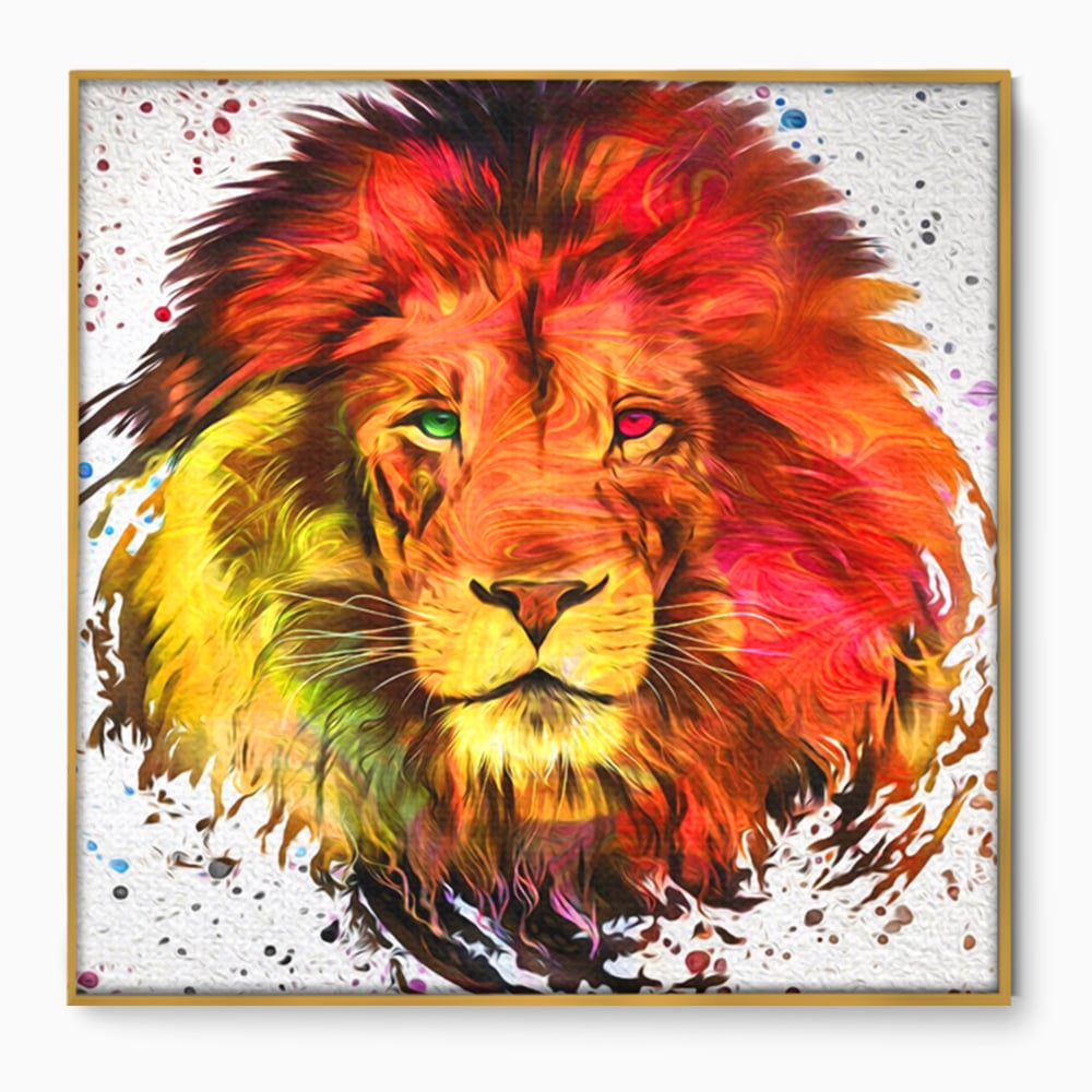 Tablou Canvas Premium LuxCanva® A1146, Colorful Lion ,  Animal, Regele Junglei, Safari, Colorat, Culori Vibrante