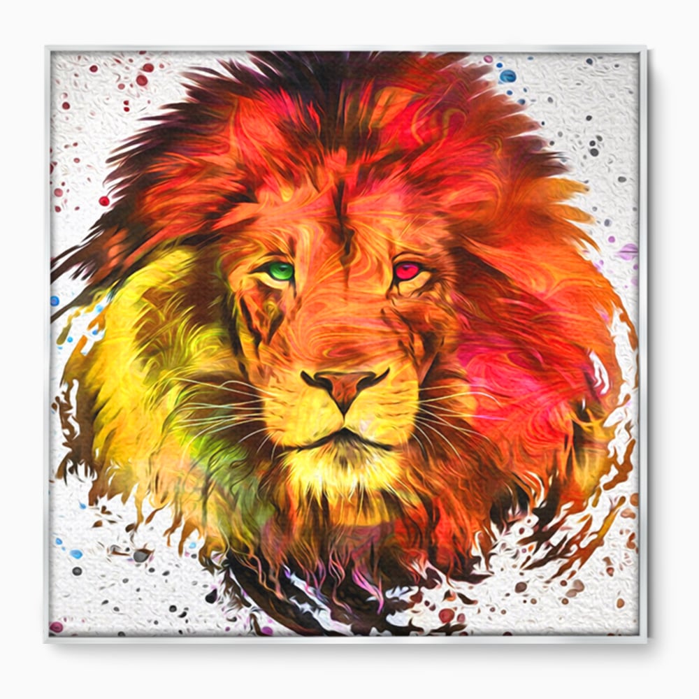 Tablou Canvas Premium LuxCanva® A1146, Colorful Lion ,  Animal, Regele Junglei, Safari, Colorat, Culori Vibrante