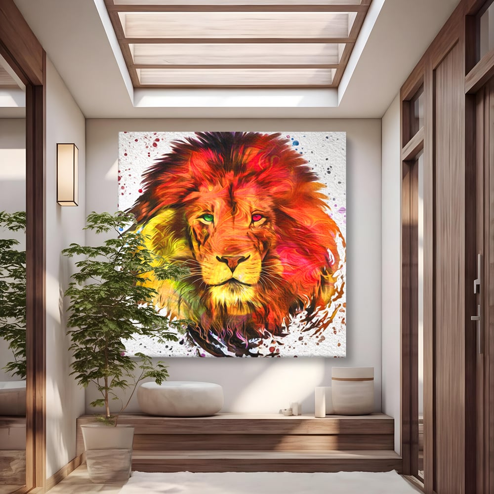 Tablou Canvas Premium LuxCanva® A1146, Colorful Lion ,  Animal, Regele Junglei, Safari, Colorat, Culori Vibrante