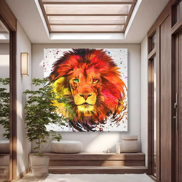 Tablou Canvas Premium LuxCanva® A1146, Colorful Lion ,  Animal, Regele Junglei, Safari, Colorat, Culori Vibrante