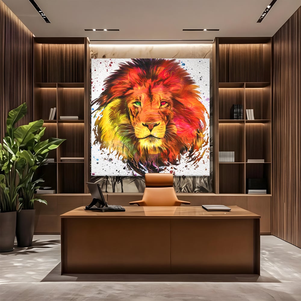 Tablou Canvas Premium LuxCanva® A1146, Colorful Lion ,  Animal, Regele Junglei, Safari, Colorat, Culori Vibrante