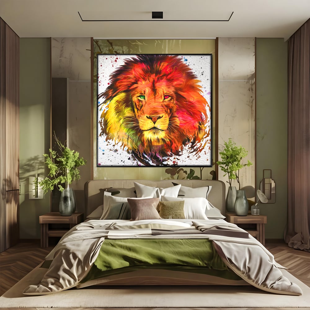 Tablou Canvas Premium LuxCanva® A1146, Colorful Lion ,  Animal, Regele Junglei, Safari, Colorat, Culori Vibrante