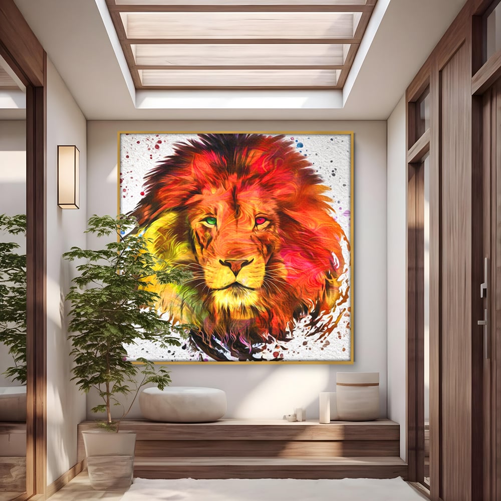 Tablou Canvas Premium LuxCanva® A1146, Colorful Lion ,  Animal, Regele Junglei, Safari, Colorat, Culori Vibrante