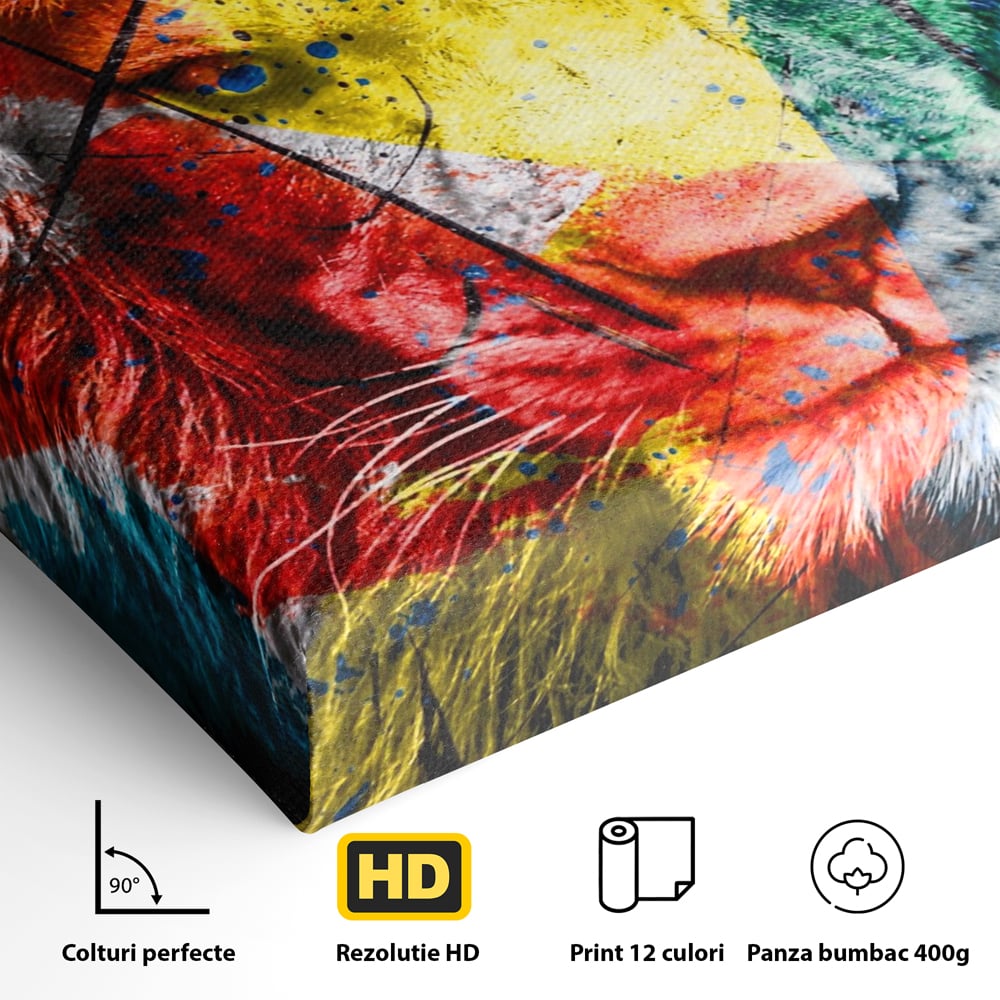 Tablou Canvas Premium LuxCanva® A1147, The King Lion , Animal, Regele Junglei, Multicolor, Culori Vibrante