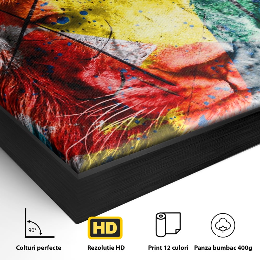 Tablou Canvas Premium LuxCanva® A1147, The King Lion , Animal, Regele Junglei, Multicolor, Culori Vibrante