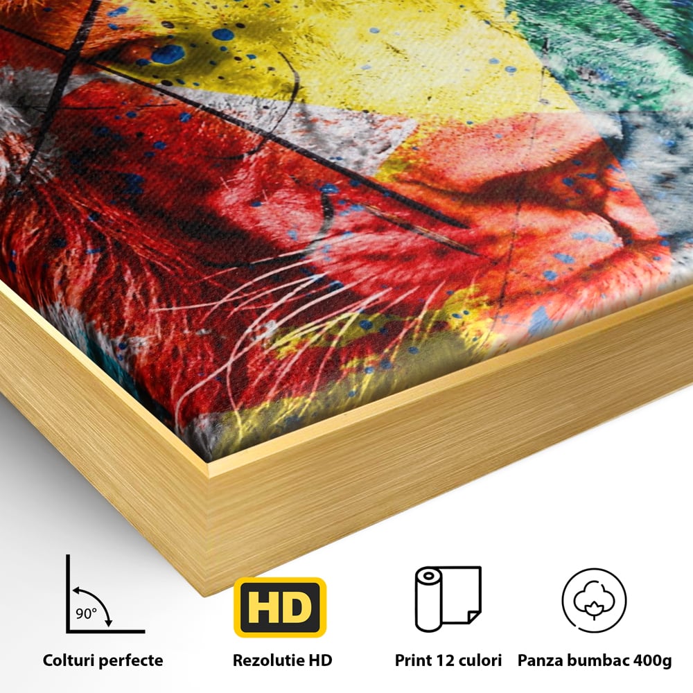 Tablou Canvas Premium LuxCanva® A1147, The King Lion , Animal, Regele Junglei, Multicolor, Culori Vibrante