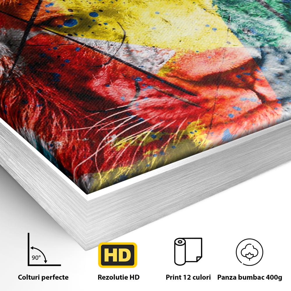 Tablou Canvas Premium LuxCanva® A1147, The King Lion , Animal, Regele Junglei, Multicolor, Culori Vibrante
