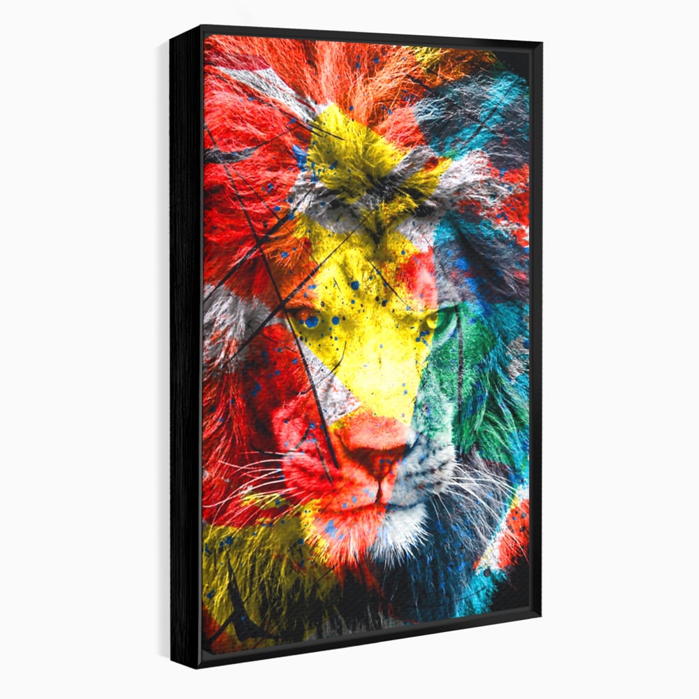 Tablou Canvas Premium LuxCanva® A1147, The King Lion , Animal, Regele Junglei, Multicolor, Culori Vibrante