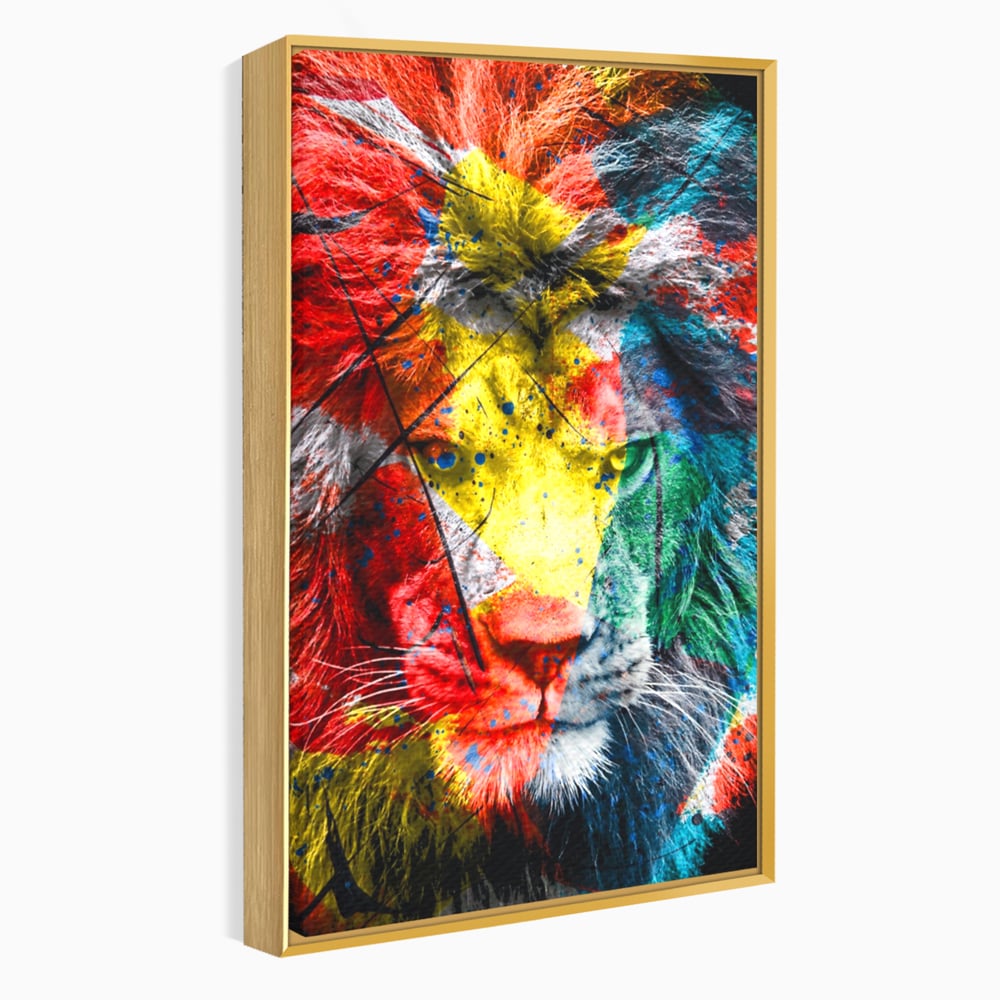 Tablou Canvas Premium LuxCanva® A1147, The King Lion , Animal, Regele Junglei, Multicolor, Culori Vibrante