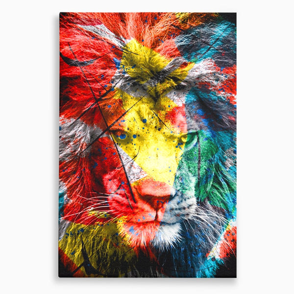 Tablou Canvas Premium LuxCanva® A1147, The King Lion , Animal, Regele Junglei, Multicolor, Culori Vibrante