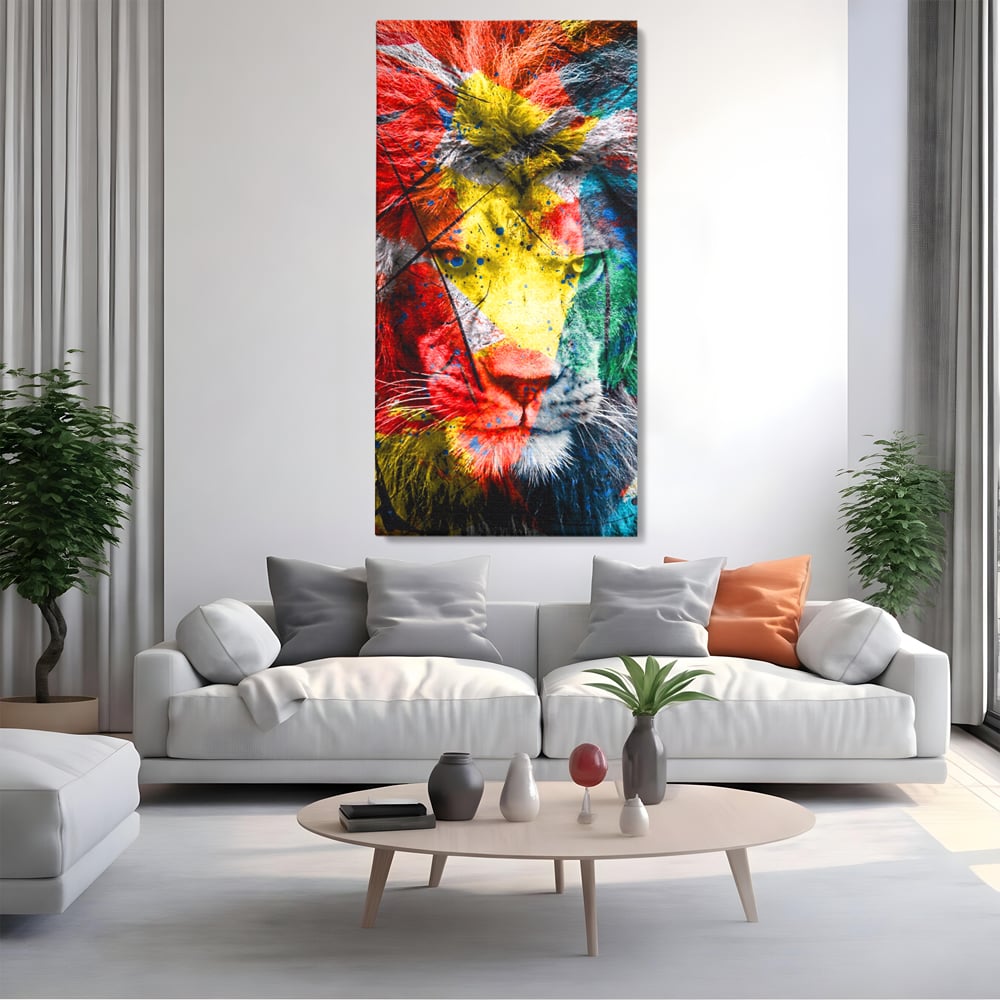 Tablou Canvas Premium LuxCanva® A1147, The King Lion , Animal, Regele Junglei, Multicolor, Culori Vibrante