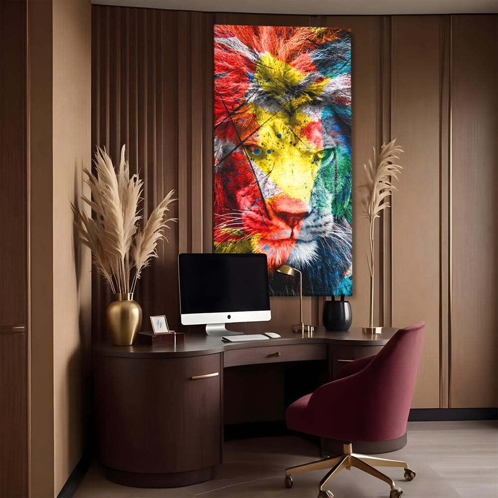 Tablou Canvas Premium LuxCanva® A1147, The King Lion , Animal, Regele Junglei, Multicolor, Culori Vibrante