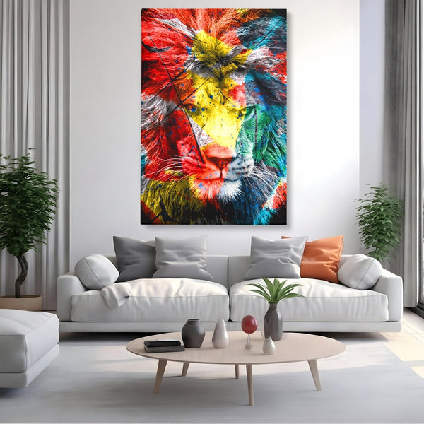 Tablou Canvas Premium LuxCanva® A1147, The King Lion , Animal, Regele Junglei, Multicolor, Culori Vibrante