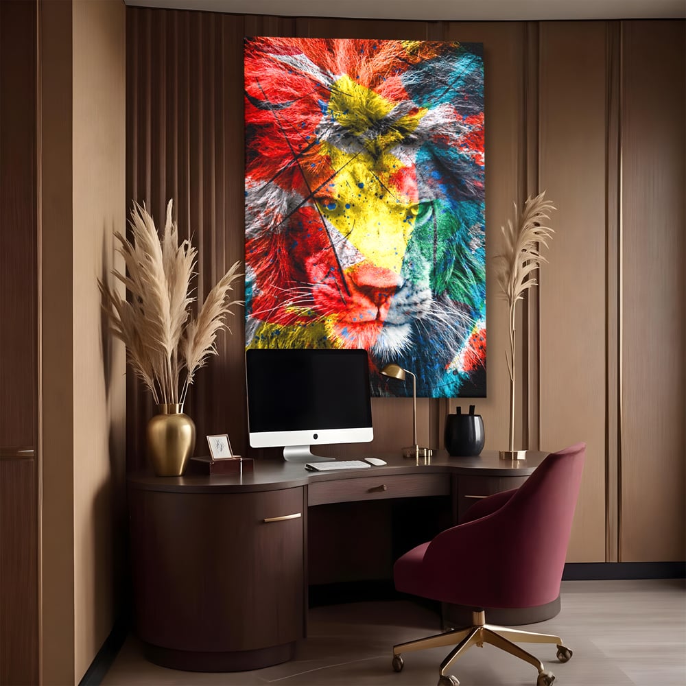 Tablou Canvas Premium LuxCanva® A1147, The King Lion , Animal, Regele Junglei, Multicolor, Culori Vibrante