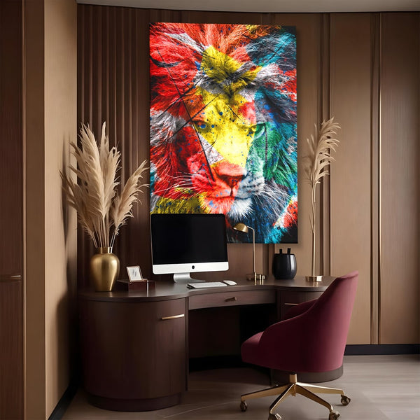Tablou Canvas Premium LuxCanva® A1147, The King Lion , Animal, Regele Junglei, Multicolor, Culori Vibrante
