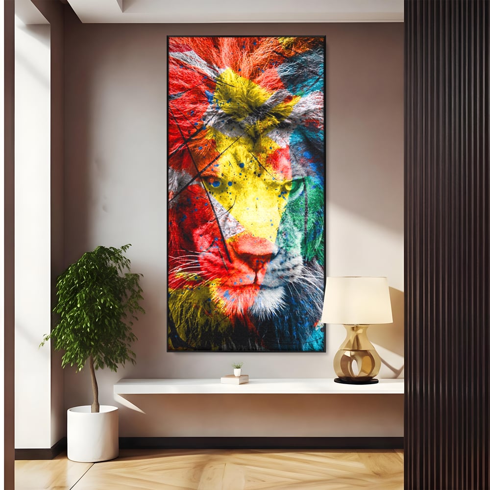 Tablou Canvas Premium LuxCanva® A1147, The King Lion , Animal, Regele Junglei, Multicolor, Culori Vibrante