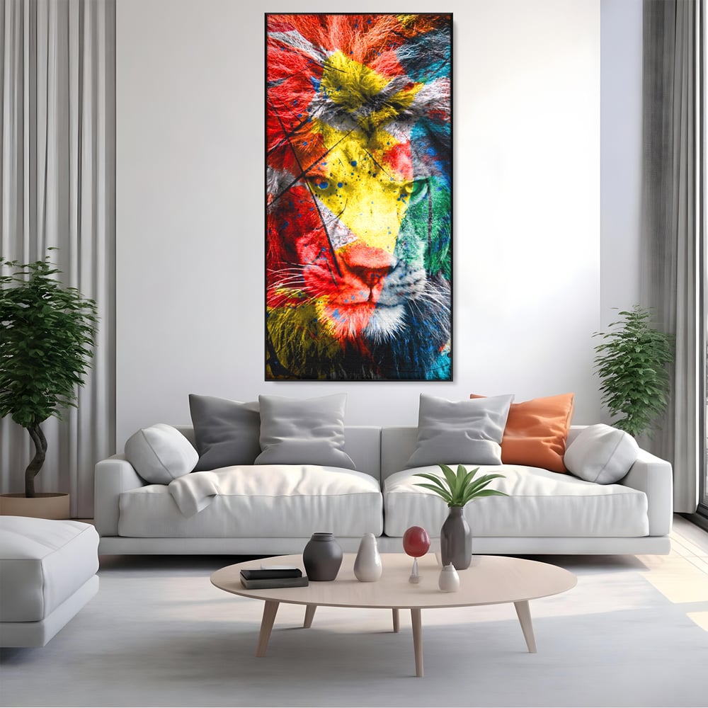 Tablou Canvas Premium LuxCanva® A1147, The King Lion , Animal, Regele Junglei, Multicolor, Culori Vibrante