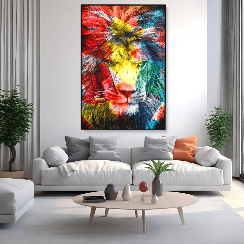 Tablou Canvas Premium LuxCanva® A1147, The King Lion , Animal, Regele Junglei, Multicolor, Culori Vibrante