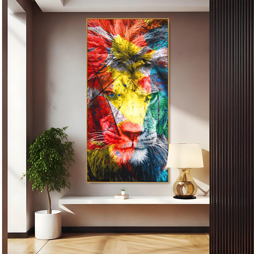 Tablou Canvas Premium LuxCanva® A1147, The King Lion , Animal, Regele Junglei, Multicolor, Culori Vibrante