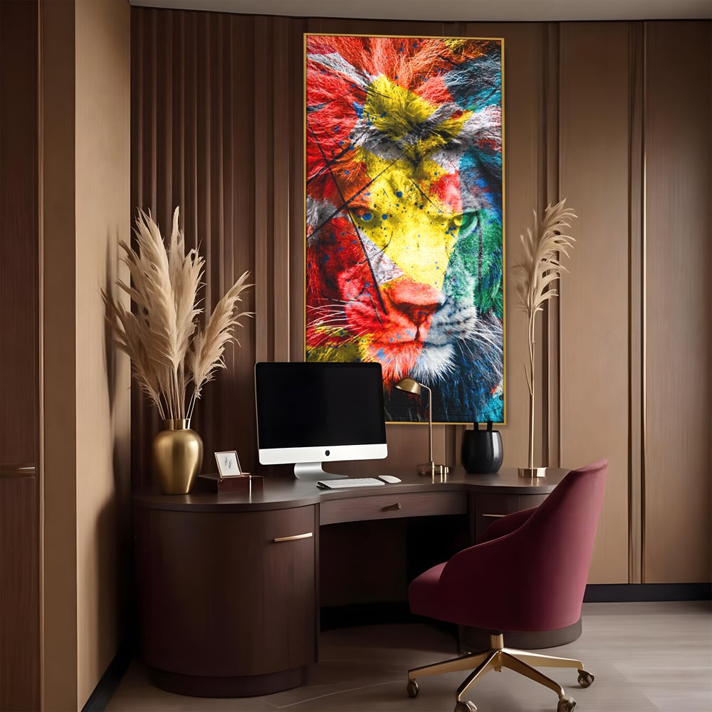 Tablou Canvas Premium LuxCanva® A1147, The King Lion , Animal, Regele Junglei, Multicolor, Culori Vibrante