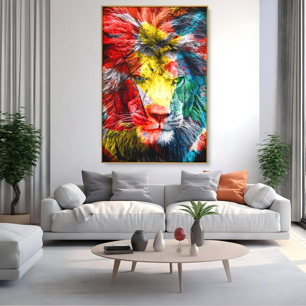 Tablou Canvas Premium LuxCanva® A1147, The King Lion , Animal, Regele Junglei, Multicolor, Culori Vibrante