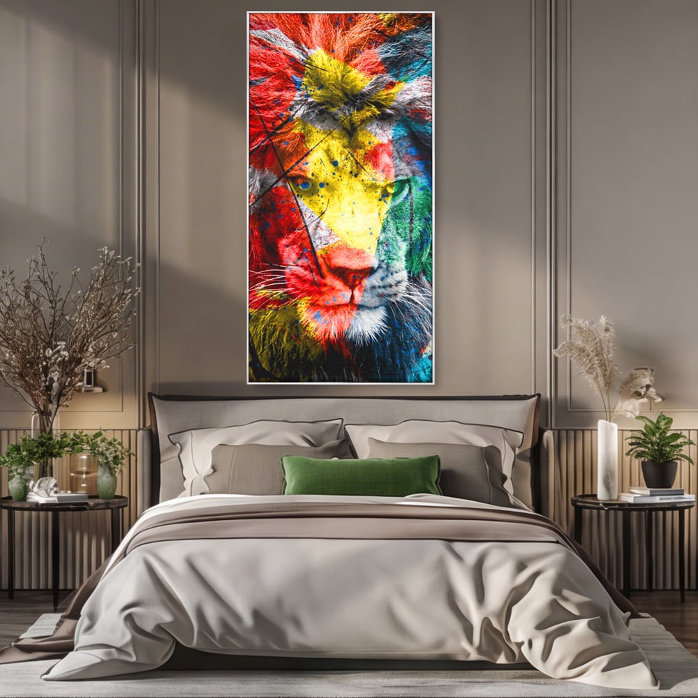 Tablou Canvas Premium LuxCanva® A1147, The King Lion , Animal, Regele Junglei, Multicolor, Culori Vibrante