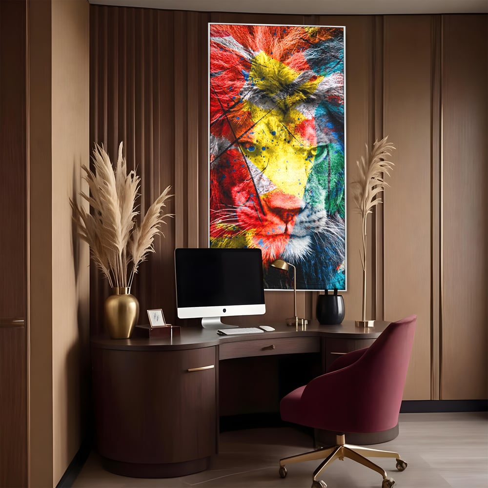 Tablou Canvas Premium LuxCanva® A1147, The King Lion , Animal, Regele Junglei, Multicolor, Culori Vibrante
