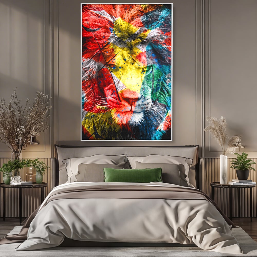 Tablou Canvas Premium LuxCanva® A1147, The King Lion , Animal, Regele Junglei, Multicolor, Culori Vibrante