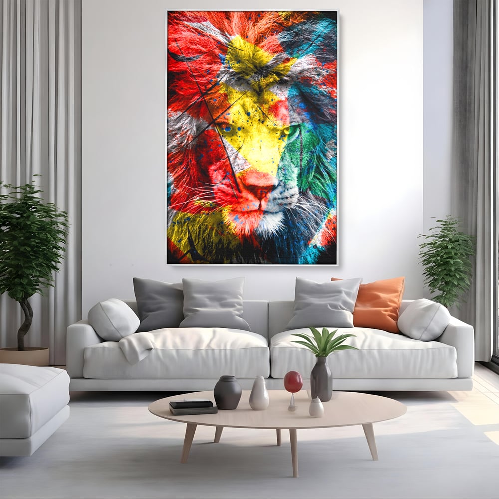 Tablou Canvas Premium LuxCanva® A1147, The King Lion , Animal, Regele Junglei, Multicolor, Culori Vibrante