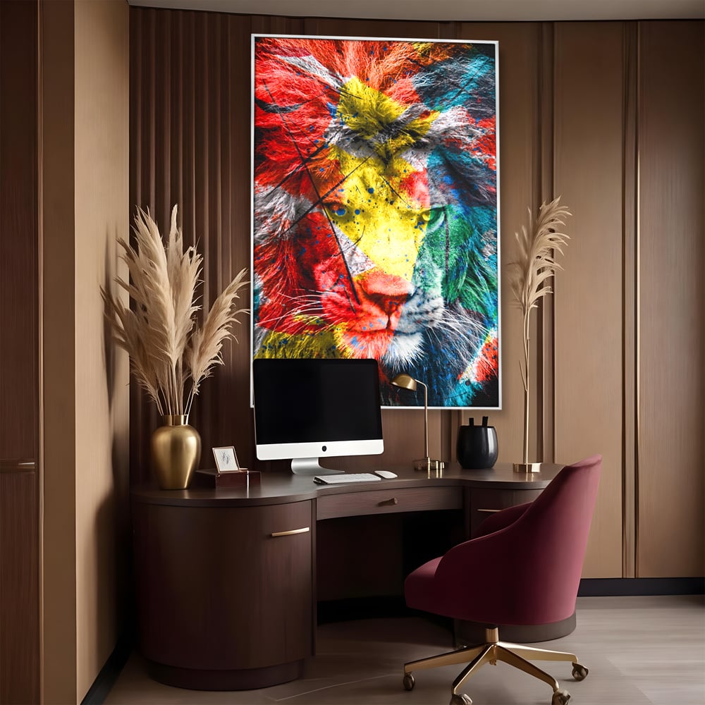 Tablou Canvas Premium LuxCanva® A1147, The King Lion , Animal, Regele Junglei, Multicolor, Culori Vibrante
