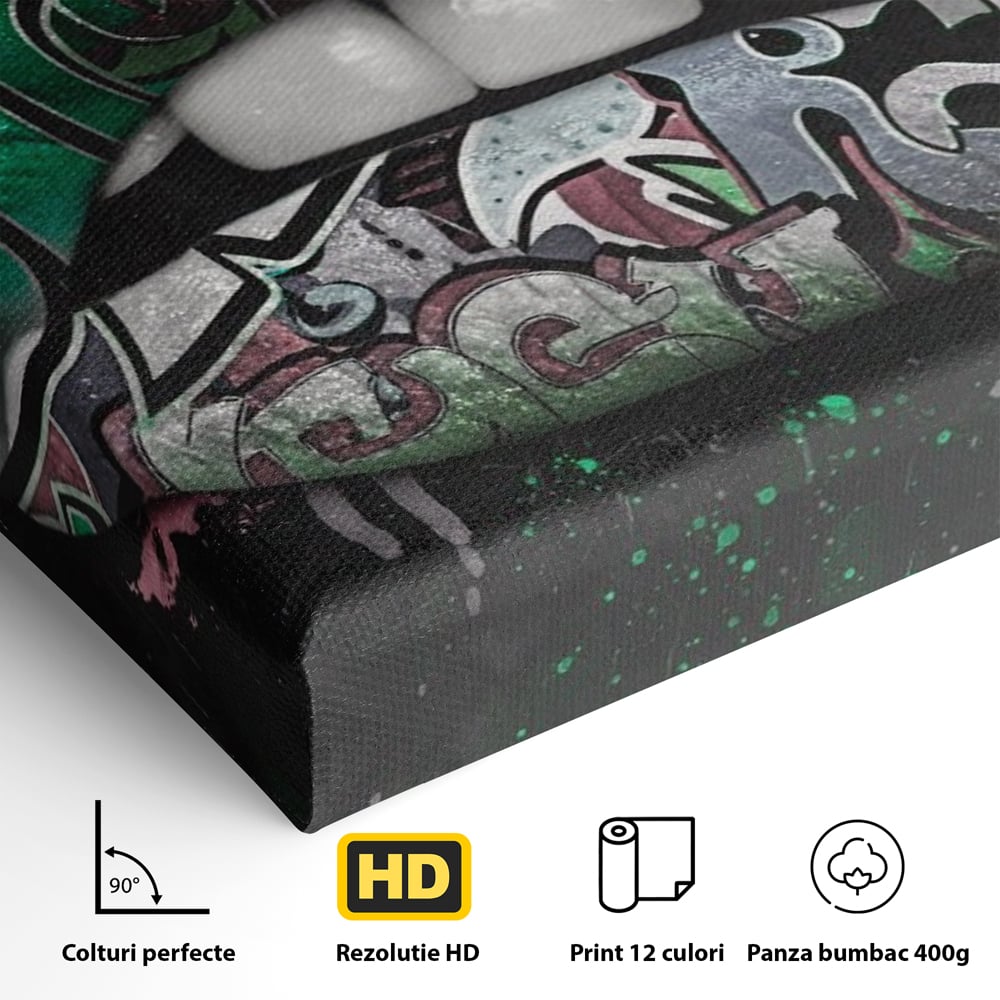 Tablou Canvas Premium LuxCanva® A1148, Green Lips ,  Decorativ, Verde, Buze, Kiss, Culori Vibrante
