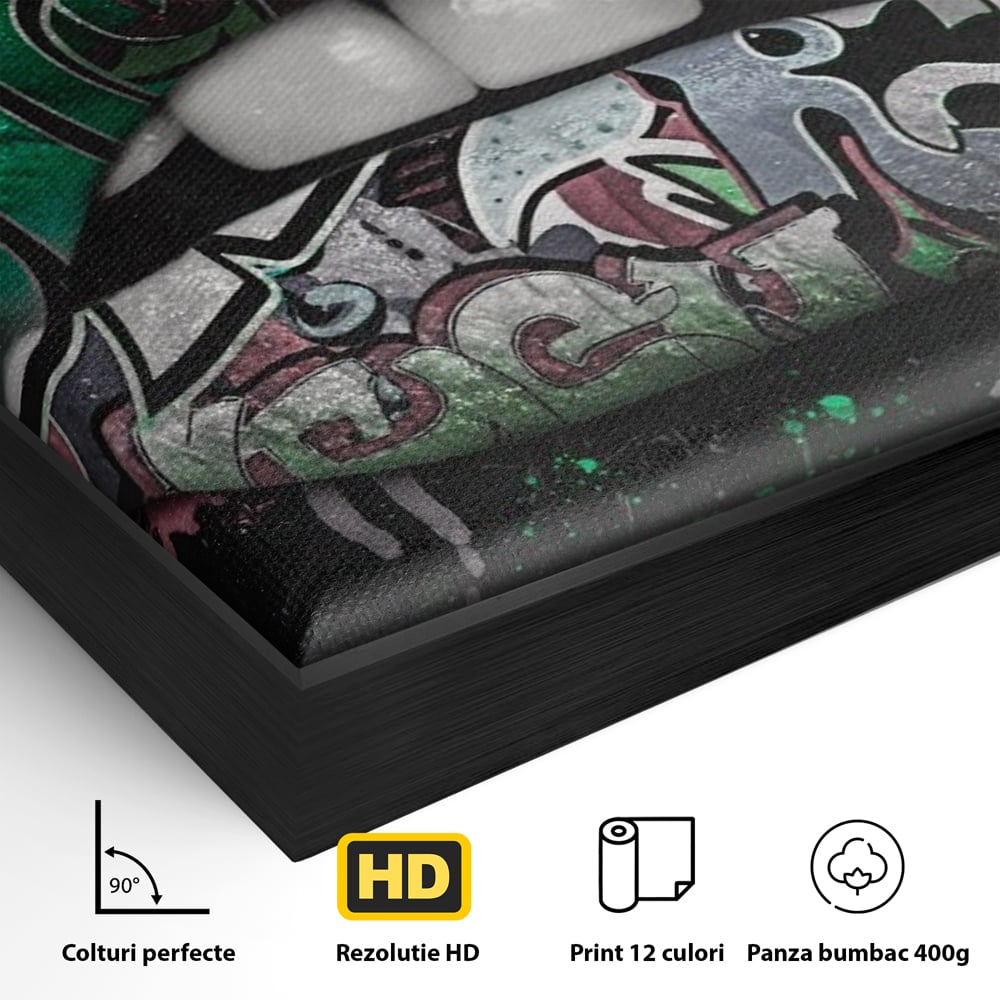 Tablou Canvas Premium LuxCanva® A1148, Green Lips ,  Decorativ, Verde, Buze, Kiss, Culori Vibrante