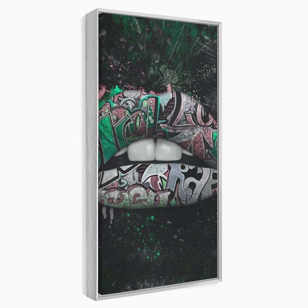 Tablou Canvas Premium LuxCanva® A1148, Green Lips ,  Decorativ, Verde, Buze, Kiss, Culori Vibrante